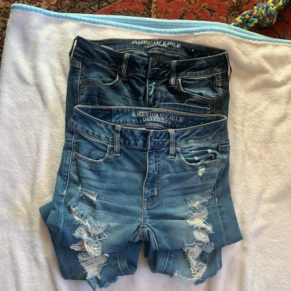 american eagle jeans. very distressed